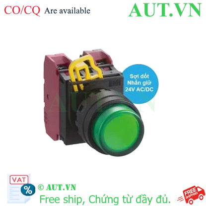 Ảnh của Nút nhấn giữ có đèn IDEC YW1L-A2E02Q7G 24VAC/DC D22 2NC (Xanh)