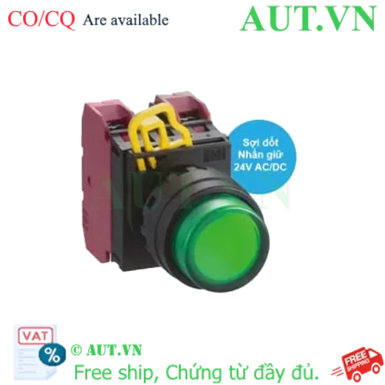 Ảnh của Nút nhấn giữ có đèn IDEC YW1L-A2E02Q7G 24VAC/DC D22 2NC (Xanh)
