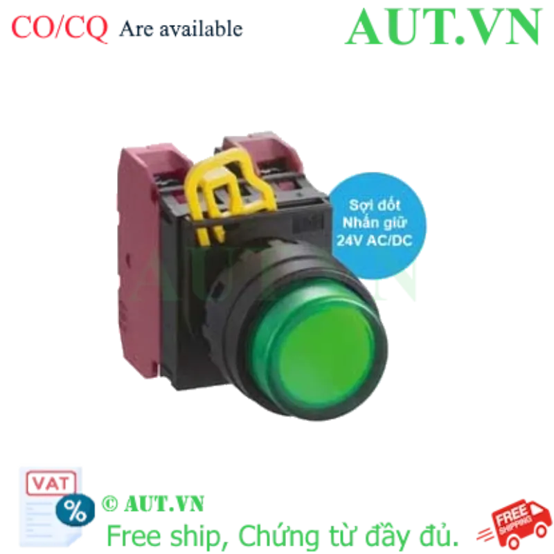 Ảnh của Nút nhấn giữ có đèn IDEC YW1L-A2E02Q7G 24VAC/DC D22 2NC (Xanh)