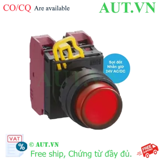 Ảnh của Nút nhấn giữ có đèn IDEC YW1L-A2E02Q7R 24VAC/DC D22 2NC (Đỏ)