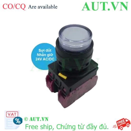 Ảnh của Nút nhấn giữ có đèn IDEC YW1L-A2E02Q7W 24VAC/DC D22 2NC (Trắng)