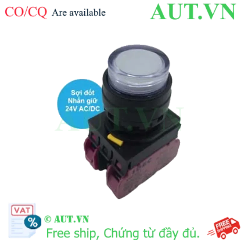 Ảnh của Nút nhấn giữ có đèn IDEC YW1L-A2E02Q7W 24VAC/DC D22 2NC (Trắng)