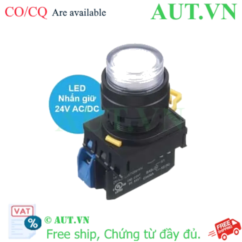 Ảnh của Nút nhấn giữ có đèn IDEC YW1L-A2E10Q4PW 24VAC/DC D22 1NO (Trắng)
