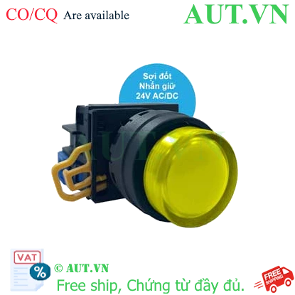 Ảnh của Nút nhấn giữ có đèn IDEC YW1L-A2E10Q7Y 24VAC/DC D22 1NO (Vàng)