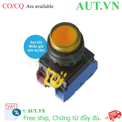 Ảnh của Nút nhấn giữ có đèn IDEC YW1L-A2E11Q7A 24VAC/DC D22 1NO+1NC (Hổ phách)