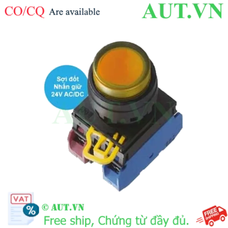 Ảnh của Nút nhấn giữ có đèn IDEC YW1L-A2E11Q7A 24VAC/DC D22 1NO+1NC (Hổ phách)