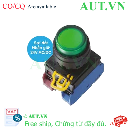 Ảnh của Nút nhấn giữ có đèn IDEC YW1L-A2E11Q7G 24VAC/DC D22 1NO+1NC (Xanh)