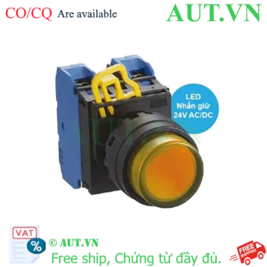 Ảnh của Nút nhấn giữ có đèn IDEC YW1L-A2E20Q4A 24VAC/DC D22 2NO (Hổ phách)