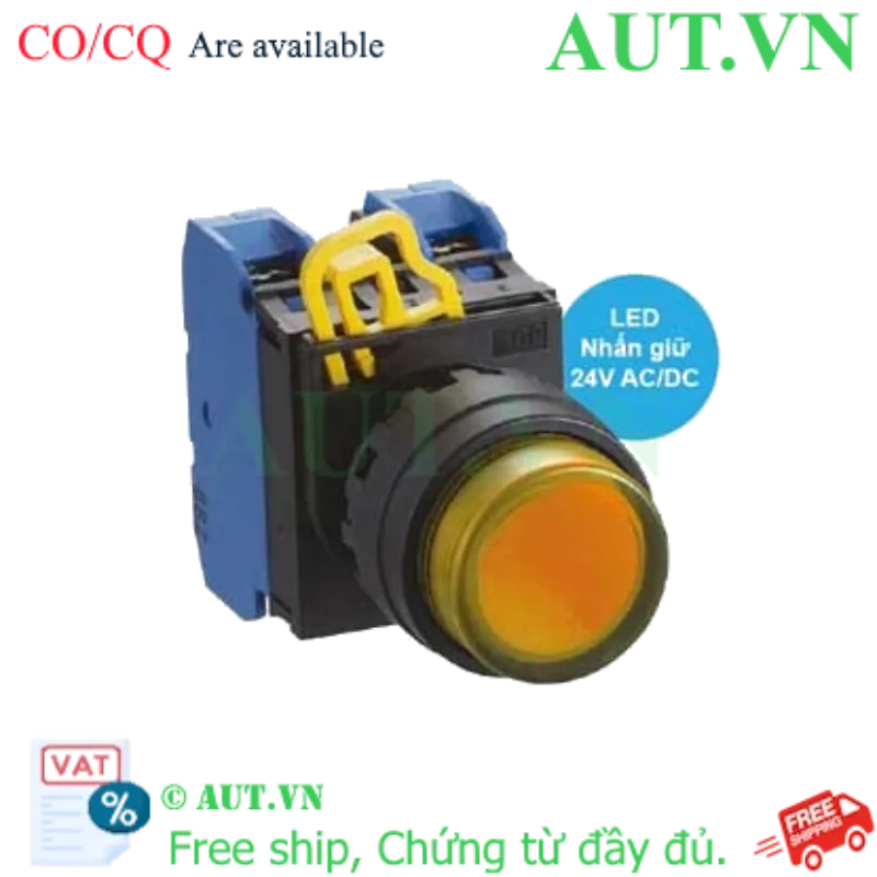 Ảnh của Nút nhấn giữ có đèn IDEC YW1L-A2E20Q4A 24VAC/DC D22 2NO (Hổ phách)