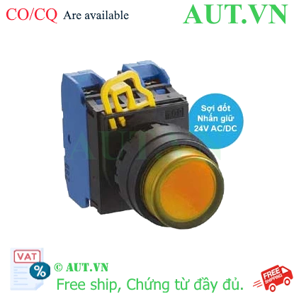 Ảnh của Nút nhấn giữ có đèn IDEC YW1L-A2E20Q7A 24VAC/DC D22 2NO (Hổ phách)