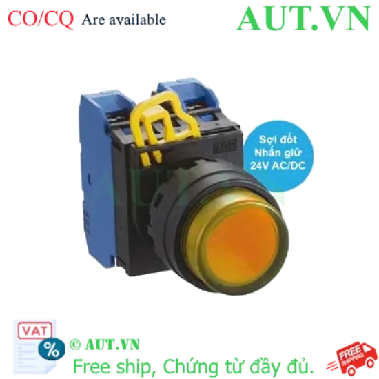 Ảnh của Nút nhấn giữ có đèn IDEC YW1L-A2E20Q7A 24VAC/DC D22 2NO (Hổ phách)