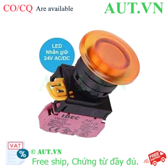 Ảnh của Nút nhấn giữ có đèn IDEC YW1L-A4E01Q4A 24VAC/DC D22 1NC (Hổ phách)