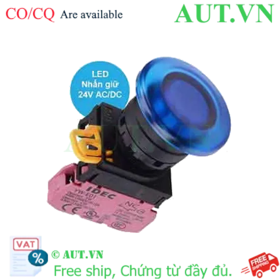 Ảnh của Nút nhấn giữ có đèn IDEC YW1L-A4E01Q4S 24VAC/DC D22 1NC (Xanh)