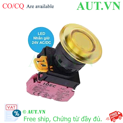 Ảnh của Nút nhấn giữ có đèn IDEC YW1L-A4E01Q4Y 24VAC/DC D22 1NC (Vàng)