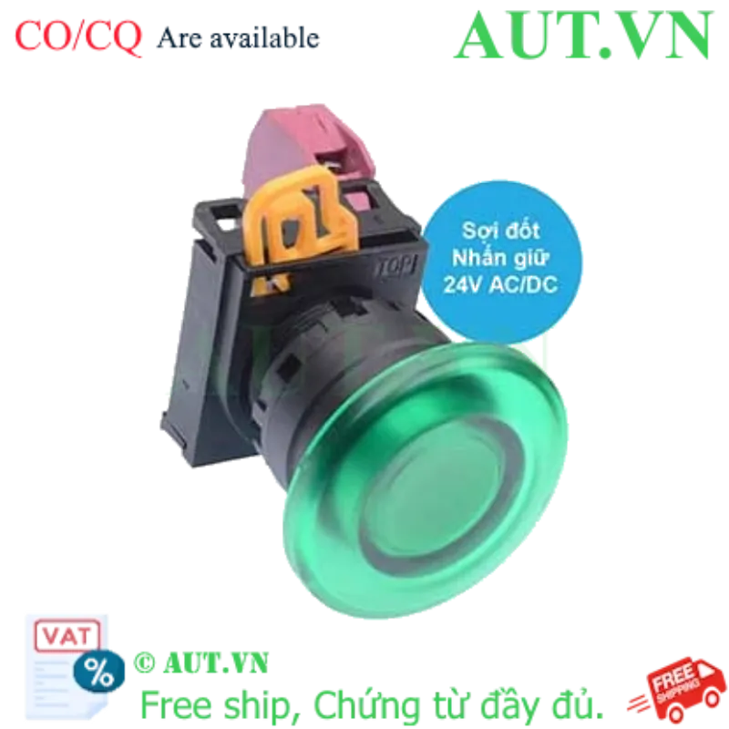Ảnh của Nút nhấn giữ có đèn IDEC YW1L-A4E01Q7G 24VAC/DC D22 1NC (Xanh)