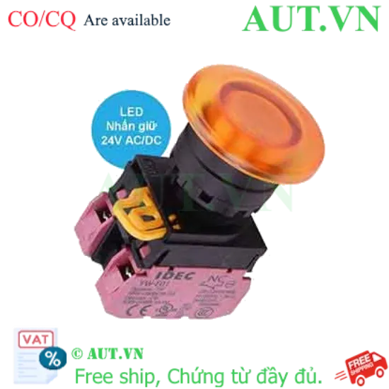 Ảnh của Nút nhấn giữ có đèn IDEC YW1L-A4E02Q4A 24VAC/DC D22 2NC (Hổ phách)