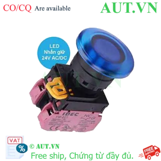 Ảnh của Nút nhấn giữ có đèn IDEC YW1L-A4E02Q4S 24VAC/DC D22 2NC (Xanh)