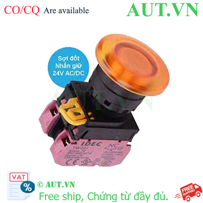 Ảnh của Nút nhấn giữ có đèn IDEC YW1L-A4E02Q7A 24VAC/DC D22 2NC (Hổ phách)