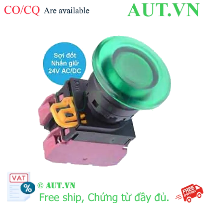 Ảnh của Nút nhấn giữ có đèn IDEC YW1L-A4E02Q7G 24VAC/DC D22 2NC (Xanh)