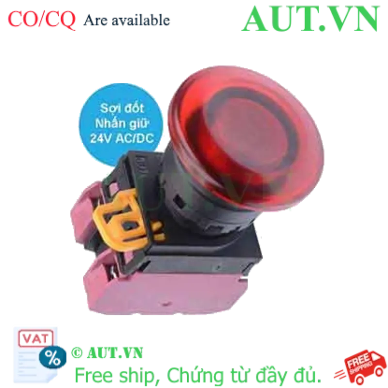 Ảnh của Nút nhấn giữ có đèn IDEC YW1L-A4E02Q7R 24VAC/DC D22 2NC (Đỏ)