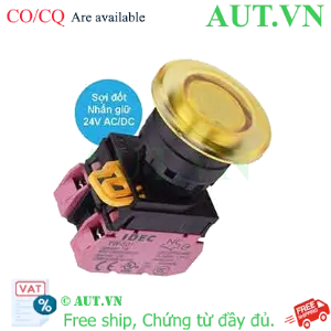 Ảnh của Nút nhấn giữ có đèn IDEC YW1L-A4E02Q7Y 24VAC/DC D22 2NC (Vàng)