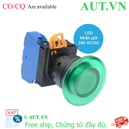 Ảnh của Nút nhấn giữ có đèn IDEC YW1L-A4E10Q4G 24VAC/DC D22 1NO (Xanh)