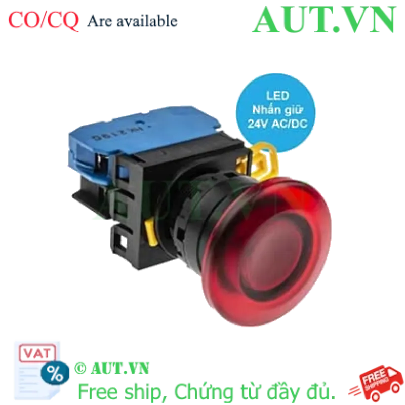 Ảnh của Nút nhấn giữ có đèn IDEC YW1L-A4E10Q4R 24VAC/DC D22 1NO (Đỏ)