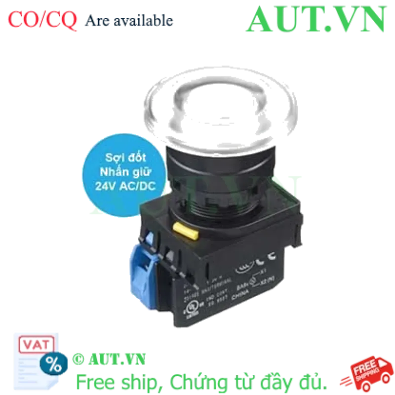 Ảnh của Nút nhấn giữ có đèn IDEC YW1L-A4E10Q7W 24VAC/DC D22 1NO (Trắng)