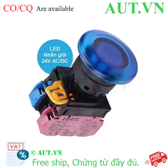Ảnh của Nút nhấn giữ có đèn IDEC YW1L-A4E11Q4S 24VAC/DC D22 1NO+1NC (Xanh)