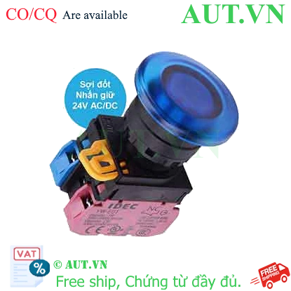 Ảnh của Nút nhấn giữ có đèn IDEC YW1L-A4E11Q7S 24VAC/DC D22 1NO+1NC (Xanh)