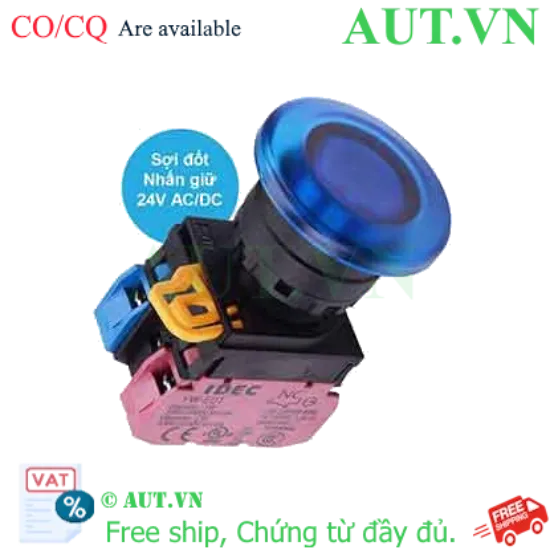 Ảnh của Nút nhấn giữ có đèn IDEC YW1L-A4E11Q7S 24VAC/DC D22 1NO+1NC (Xanh)