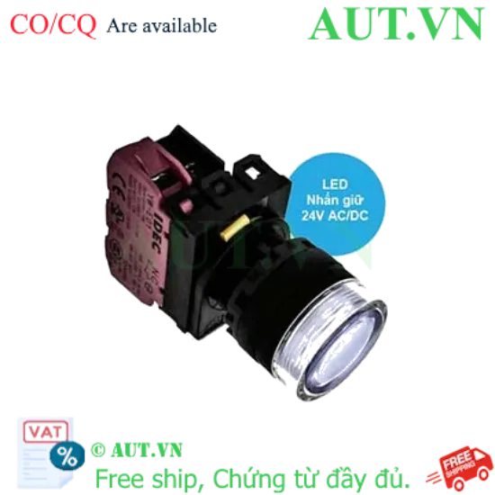 Ảnh của Nút nhấn giữ có đèn IDEC YW1L-AF2E01Q4PW 24VAC/DC D22 1NC (Trắng)