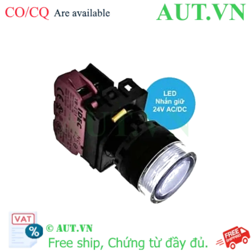 Ảnh của Nút nhấn giữ có đèn IDEC YW1L-AF2E01Q4PW 24VAC/DC D22 1NC (Trắng)