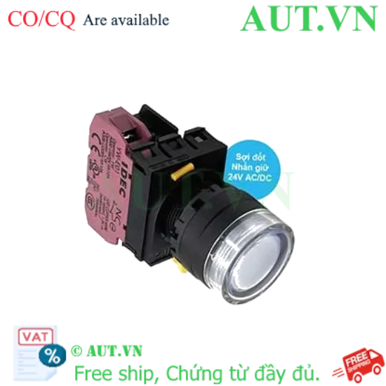 Ảnh của Nút nhấn giữ có đèn IDEC YW1L-AF2E01Q7W 24VAC/DC D22 1NC (Trắng)