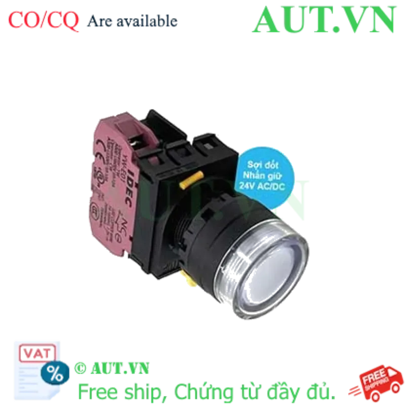 Ảnh của Nút nhấn giữ có đèn IDEC YW1L-AF2E01Q7W 24VAC/DC D22 1NC (Trắng)