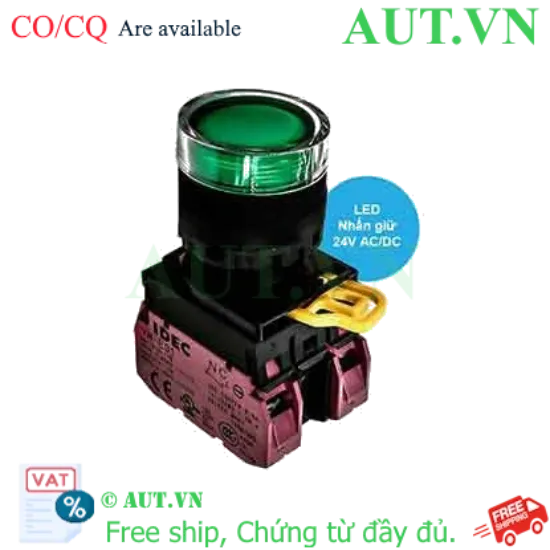 Ảnh của Nút nhấn giữ có đèn IDEC YW1L-AF2E02Q4G 24VAC/DC D22 2NC (Xanh)