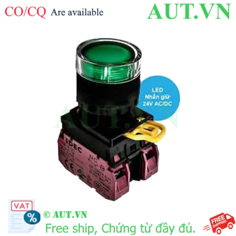 Ảnh của Nút nhấn giữ có đèn IDEC YW1L-AF2E02Q4G 24VAC/DC D22 2NC (Xanh)
