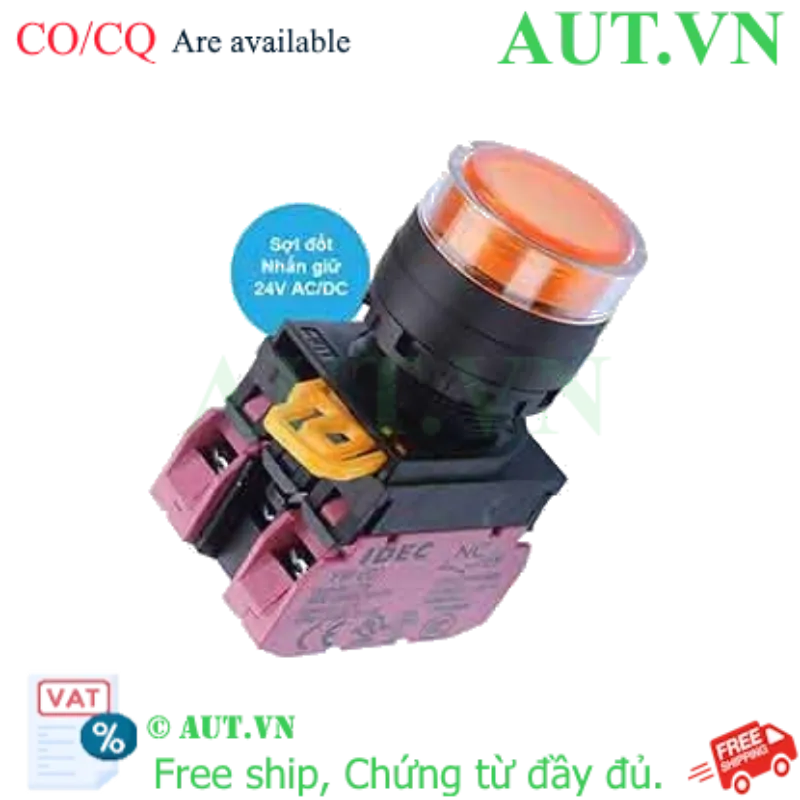 Ảnh của Nút nhấn giữ có đèn IDEC YW1L-AF2E02Q7A 24VAC/DC D22 2NC (Hổ phách)