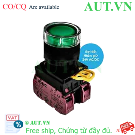 Ảnh của Nút nhấn giữ có đèn IDEC YW1L-AF2E02Q7G 24VAC/DC D22 2NC (Xanh)