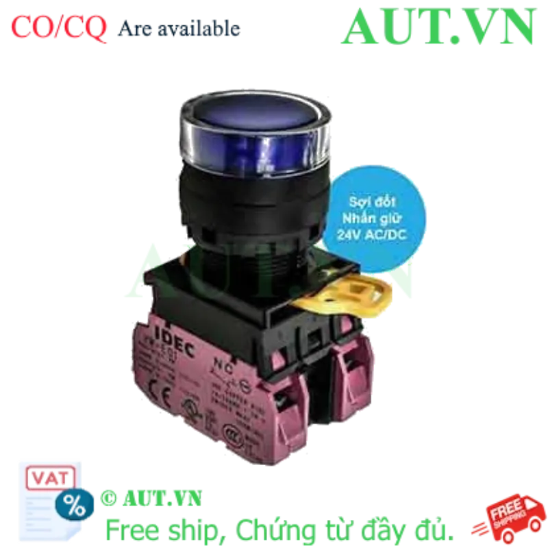Ảnh của Nút nhấn giữ có đèn IDEC YW1L-AF2E02Q7S 24VAC/DC D22 2NC (Xanh)