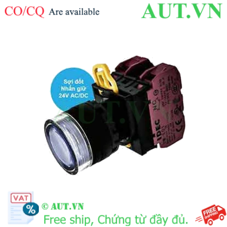 Ảnh của Nút nhấn giữ có đèn IDEC YW1L-AF2E02Q7W 24VAC/DC D22 2NC (Trắng)