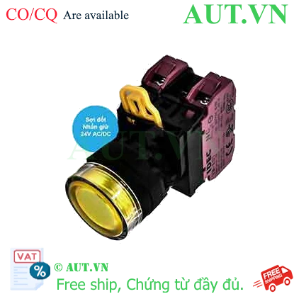 Ảnh của Nút nhấn giữ có đèn IDEC YW1L-AF2E02Q7Y 24VAC/DC D22 2NC (Vàng)