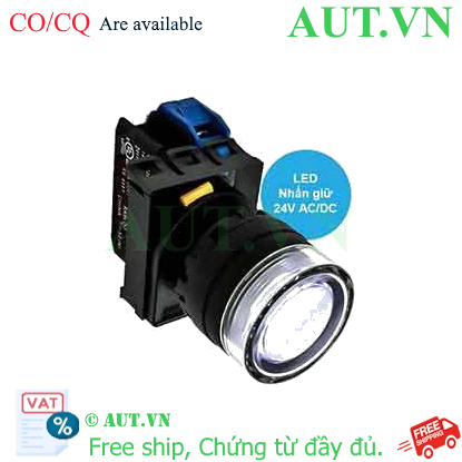 Ảnh của Nút nhấn giữ có đèn IDEC YW1L-AF2E10Q4W 24VAC/DC D22 1NO (Trắng)