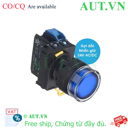 Ảnh của Nút nhấn giữ có đèn IDEC YW1L-AF2E10Q7S 24VAC/DC D22 1NO (Xanh)