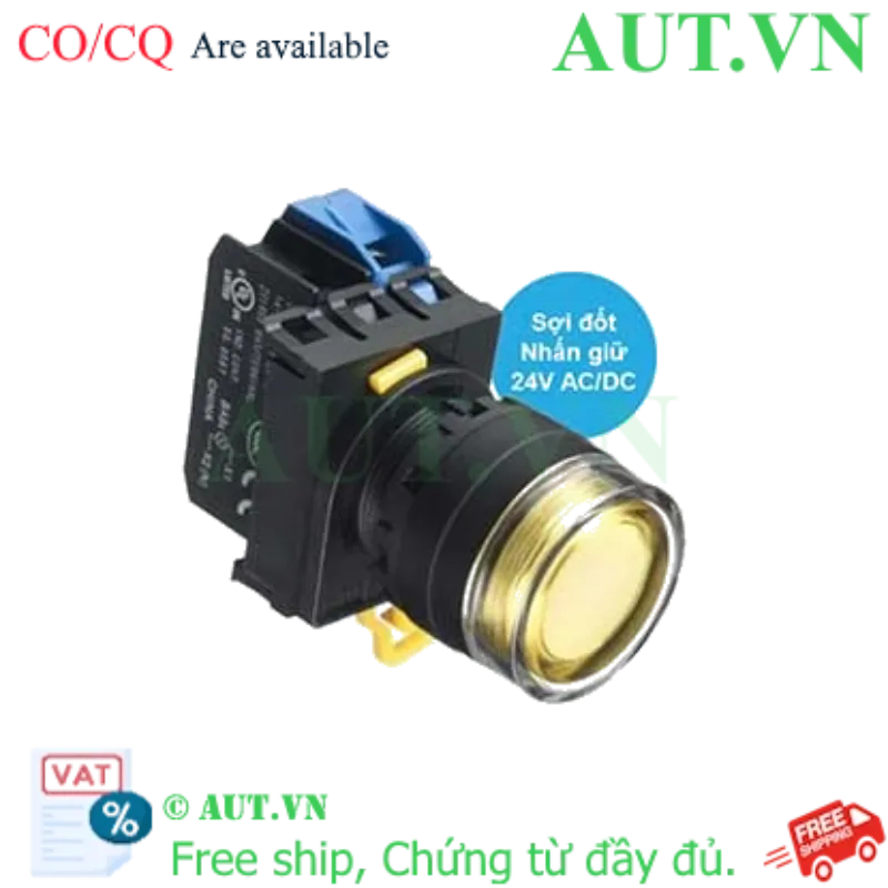 Ảnh của Nút nhấn giữ có đèn IDEC YW1L-AF2E10Q7Y 24VAC/DC D22 1NO (Vàng)