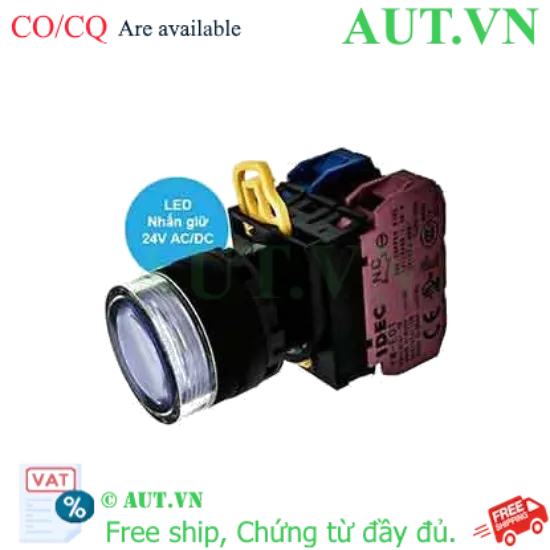 Ảnh của Nút nhấn giữ có đèn IDEC YW1L-AF2E11Q4W 24VAC/DC D22 1NO+1NC (Trắng)