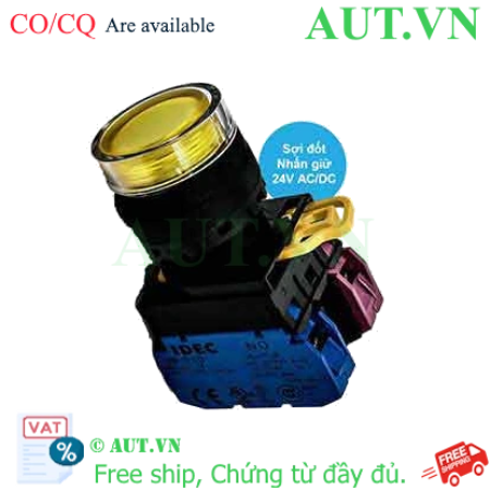 Ảnh của Nút nhấn giữ có đèn IDEC YW1L-AF2E11Q7Y 24VAC/DC D22 1NO+1NC (Vàng)