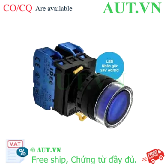 Ảnh của Nút nhấn giữ có đèn IDEC YW1L-AF2E20Q4S 24VAC/DC D22 2NO (Xanh)