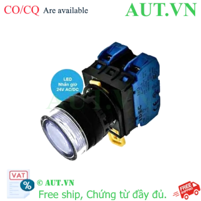 Ảnh của Nút nhấn giữ có đèn IDEC YW1L-AF2E20Q4W 24VAC/DC D22 2NO (Trắng)