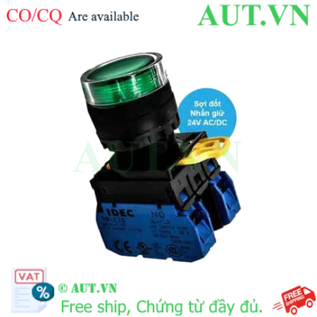 Ảnh của Nút nhấn giữ có đèn IDEC YW1L-AF2E20Q7G 24VAC/DC D22 2NO (Xanh)